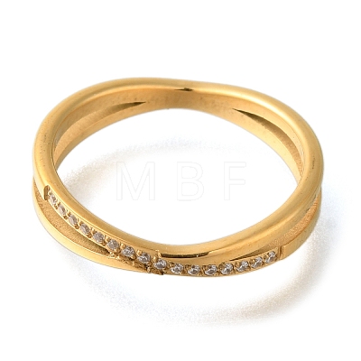 Ion Plating(IP) 304 Stainless Steel Micro Pave Clear Cubic Zirconia Finger Rings RJEW-B066-08G-1