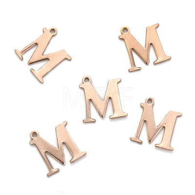 Ion Plating(IP) 304 Stainless Steel Alphabet Charms STAS-H122-M-RG-1