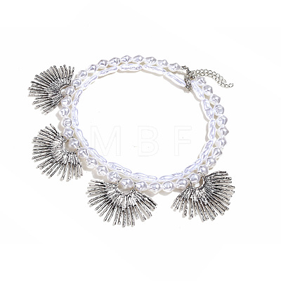 Alloy Sunflower Bib Necklaces WG7021D-01-1