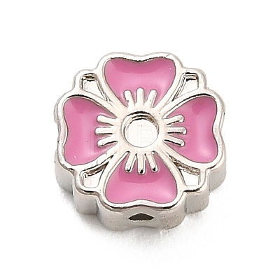 Flower Brass Enamel Bead Rhinestone Settings KK-H527-01P-03-1