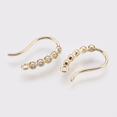 Brass Rhinestone Earring Hooks X-KK-R037-258G-1
