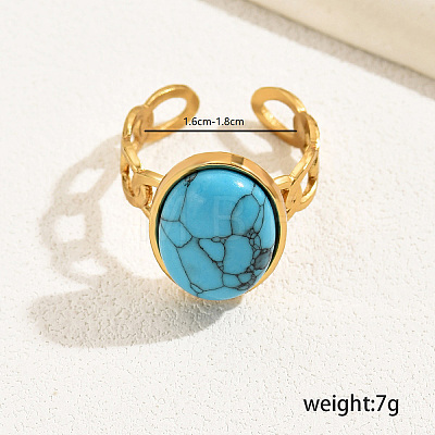 Stylish French Synthetic Turquoise Oval Ring for Women AP1026-1