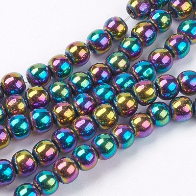 Non-magnetic Synthetic Hematite Beads Strands G-S096-6mm-5-1