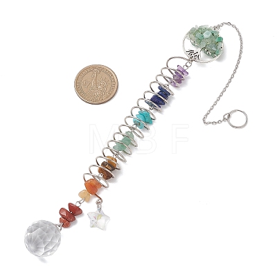 Gemstone Glass Sun Catcher Pendant HJEW-JM04656-1