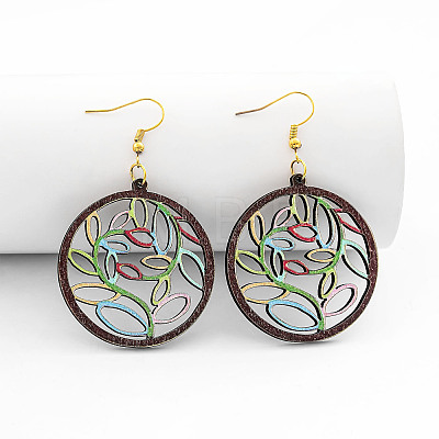 Wood Dangle Earrings for Women WG26A13-08-1