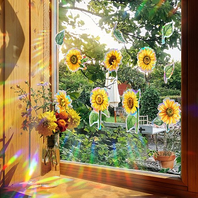 Flower Rainbow Prism Electrostatic Window Stickers PW-WG7FA2F-01-1