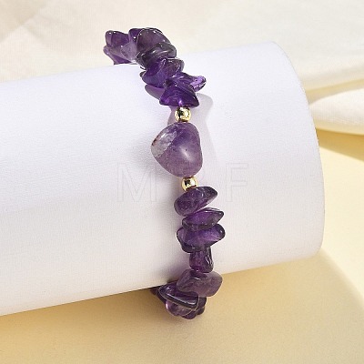 Natural Gemstone & Non-magnetic Synthetic Hematite Beaded Stretch Bracelets BJEW-JB14009-1