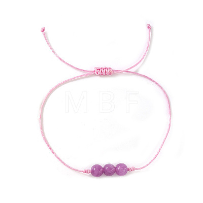 Natural Amethyst Round Beads Braided Bead Bracelets LB7339-3-1