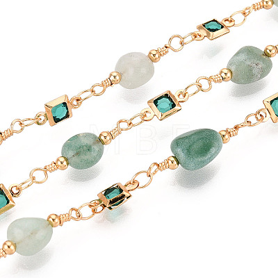 Handmade Brass Glass Square Link Chains CHC-T017-02-1