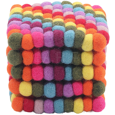 Round Wool Felt Ball Coasters AJEW-WH20020-151B-1