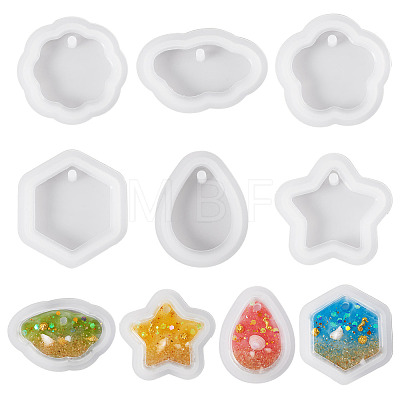 12Pcs 6 Styles DIY Pendants Silicone Molds DIY-TA0015-43-1