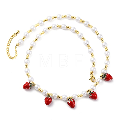 Brass Micro Pave Clear Cubic Zirconia Beaded Necklaces NJEW-Z059-04G-03-1