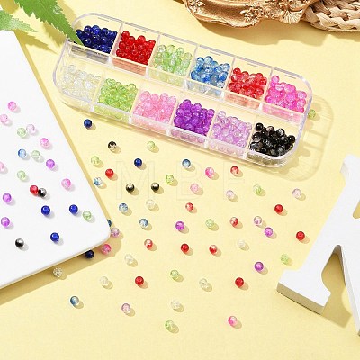 12 Colors Transparent Baking Painted Crackle Glass Beads CCG-FS0001-02A-1