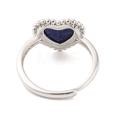 Heart Natural Lapis Lazuli Adjustable Rings RJEW-Q817-05P-02-1