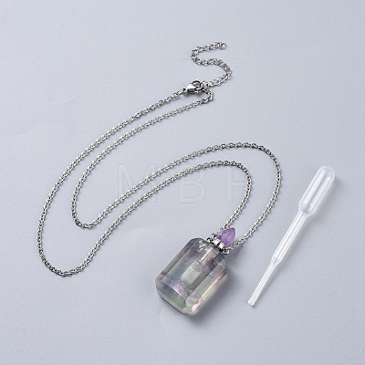 Natural Gemstone Perfume Bottle Pendant Necklaces NJEW-F251-08-1
