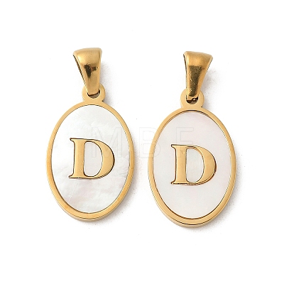Natural Shell Oval with Initial Pendants STAS-I351-23G-D-1