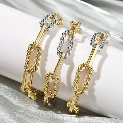 Two Tone Brass Twisted Rectangle Link Chain Necklaces KK-C251-31GP-1