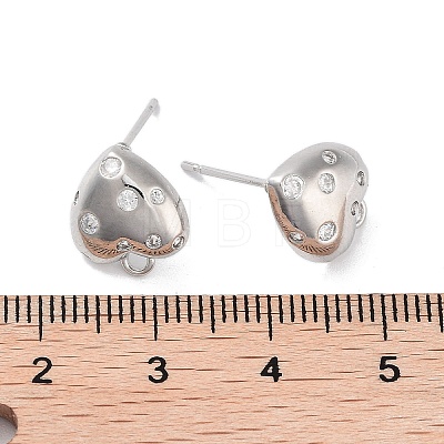 Brass Micro Pave Cubic Zirconia Stud Earring Findings KK-E107-25B-P-1