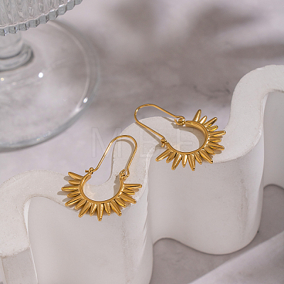 Vintage European Style Sun 304 Stainless Steel Hoop Earrings KG5327-1-1