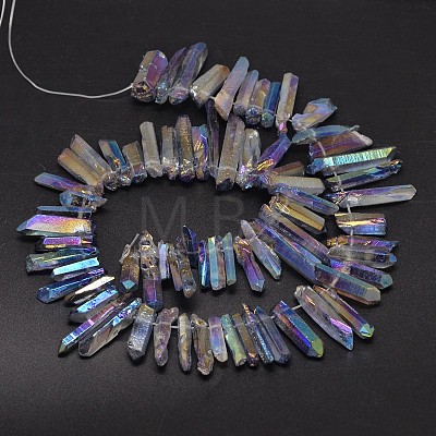 Electroplated Natural Quartz Crystal Beads Strands G-A142-03D-1
