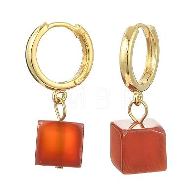 Natural Banded Agate(Dyed & Heated) Hoop Earrings EJEW-JE07031-1