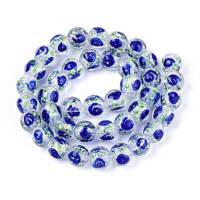 Handmade Foil Lampwork Beads Strands FOIL-T008-05F-1