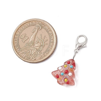 Handmade Bumpy Glass Christmas Tree Pendant Decorations HJEW-JM04171-02-1