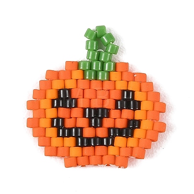 Halloween Glass Seed Beaded Pendants PALLOY-MZ01398-1
