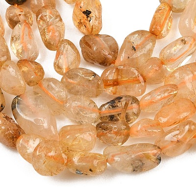 Natural Gold Rutilated Quartz Beads Strands G-C272-01-1