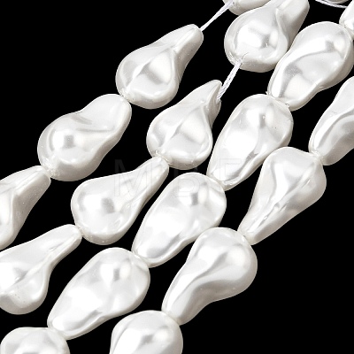 Electroplated Glass Shell Pearl Beads Strands BSHE-B009-B01-13x21mm-1