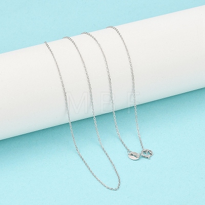 Anti-Tarnish Trendy Unisex Rhodium Plated 925 Sterling Silver Cable Chains Necklaces STER-M034-B-07-1
