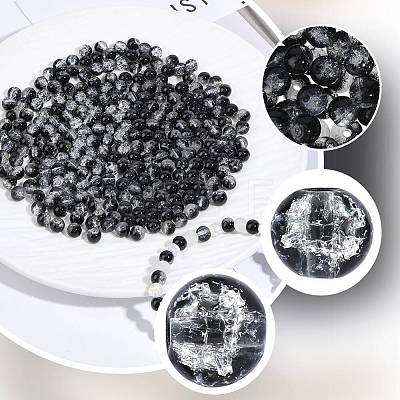 5 Strands Spray Painted Crackle Glass Beads Strands CCG-PA0001-08B-1