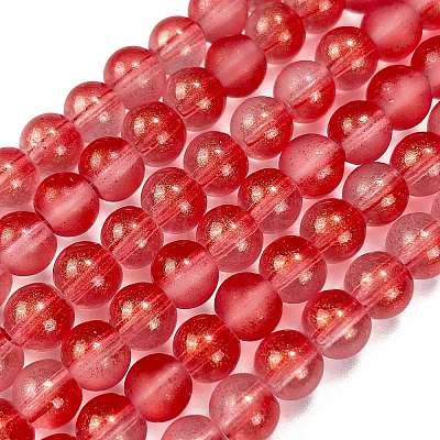 Frosted Transparent Glass Bead Strands GLAA-P065-6mm-06-1