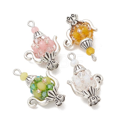 Glass Seed Beaded Pendants PALLOY-MZ01273-1