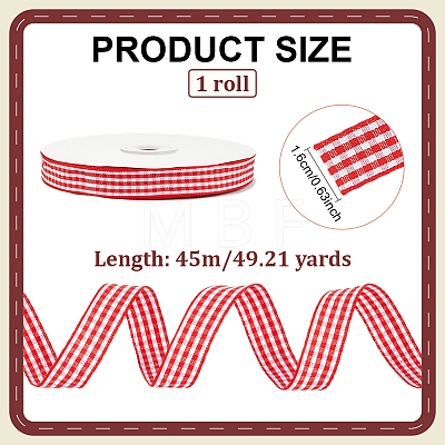 Polyester Tartan Ribbon OCOR-WH0082-574B-01-1