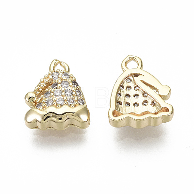 Brass Micro Pave Clear Cubic Zirconia Charms X-KK-S348-528-NF-1