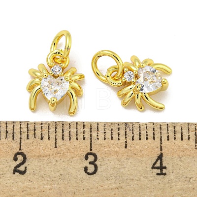 Rack Plating Brass Micro Pave Cubic Zirconia Spider Charms ZIRC-I065-02H-1