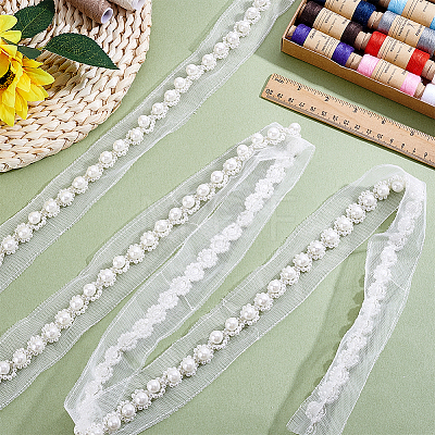 2Yards Netting Fabric Beaded Trim Ribbon OCOR-ME0001-64A-01-1