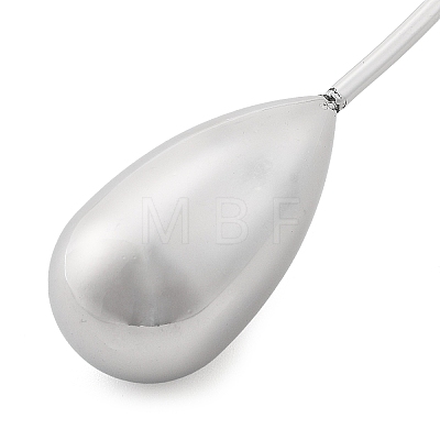 304 Stainless Steel Teardrop Pendant Open Cuff Necklaces for Women NJEW-R003-02P-02-1