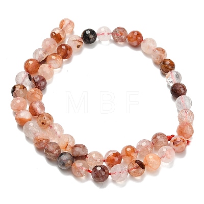 Grade A Natural Red Hematoid Quartz/Ferruginous Quartz Beads Strands G-L642-F03-8mm-1