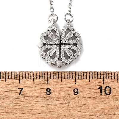 Clover 304 Stainless Steel Rhinestone Pendant Necklaces for Women NJEW-M107-03P-1