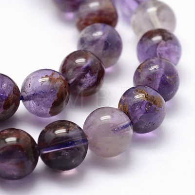 Natural Cacoxenite Amethyst Beads Strands G-K285-39-6mm-1