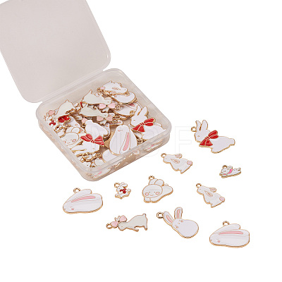 Alloy Enamel Bunny Pendants ENAM-CJ0001-36-1
