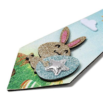 Easter Theme Rabbit Egg Glitter Felt Necktie AJEW-C030-01C-1