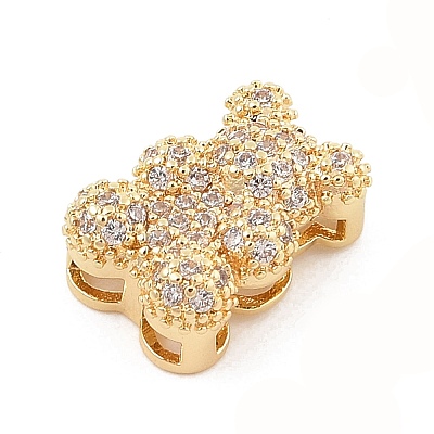 Brass Micro Pave Cubic Zirconia Slide Charms ZIRC-I068-01G-A-1