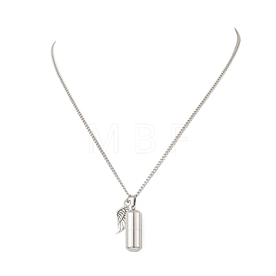 304 Stainless Steel Capsule Shape Urn Ashes Pendant Necklaces NJEW-JN05730-1