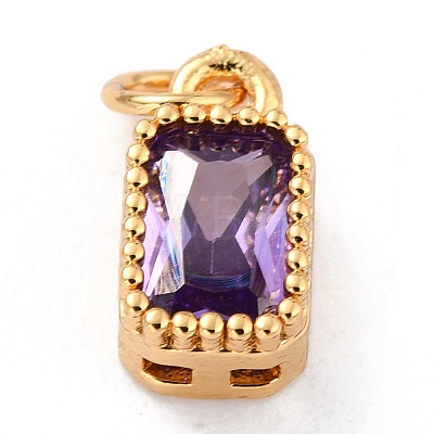 Real 18K Gold Plated Brass Inlaid Cubic Zirconia Charms LS-ZIRC-L100-075G-01-1