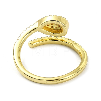 Brass with Cubic Zirconia Open Cuff Ring RJEW-B051-01G-1