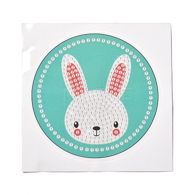 DIY Rabbit Pattern Diamond Painting Stickers Kits for Kids DIY-I068-07-1