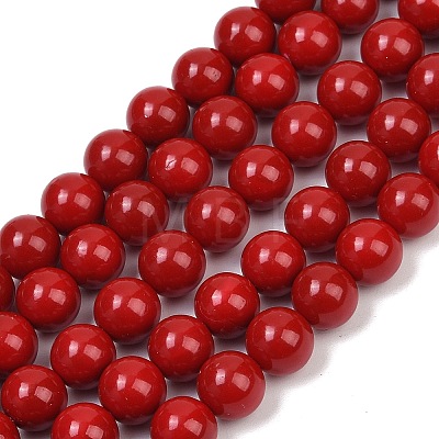 Shell Pearl Beads Strands X-BSHE-K015-8mm-01-1